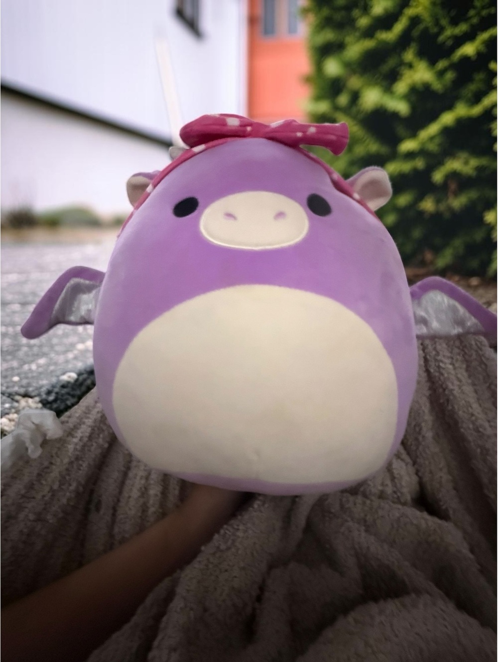 Squishmallows Dina Purple Dragon Valentine Bow Headband 12" Plush